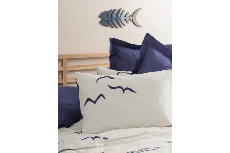 Ranforce Dobbel Dynetrekksett Kessan Mørk Blå / Hvit - Mørkeblå/Hvit - Tekstiler - Sengetøy - Sengetøysett & dynetrekksett