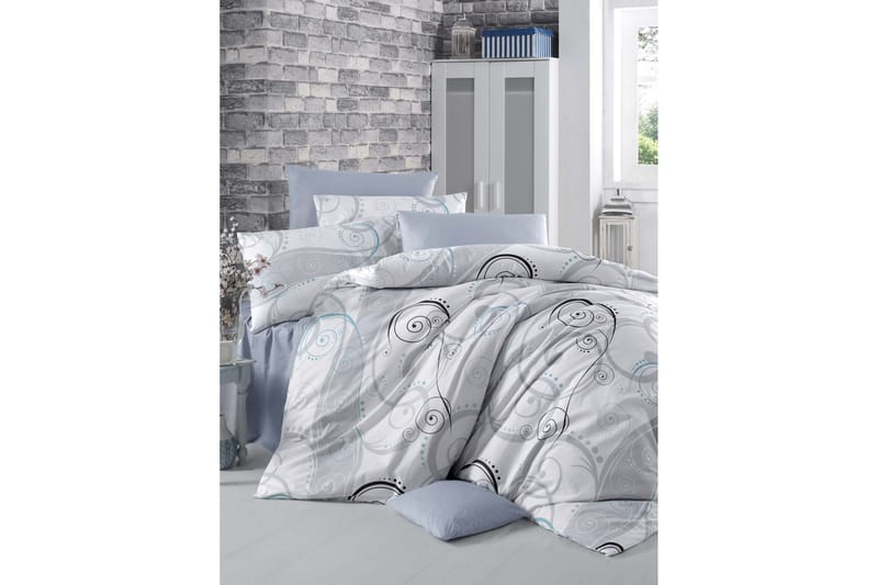 Victoria Sengetøy Enkelt 3-deler Ranforce, Hvit/Grå/Svart