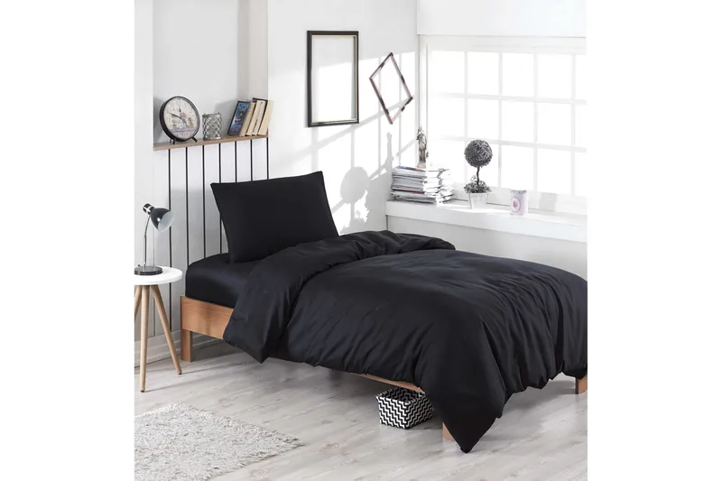 EnLora Home Sengetøysett Enkelt 3-deler, Svart