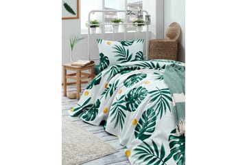 EnLora Home Sengeteppe 160x235 cm - Hvit/Grønn/Gul - Tekstiler - Sengetøy - Sengeteppe - Sengeteppe dobbeltseng