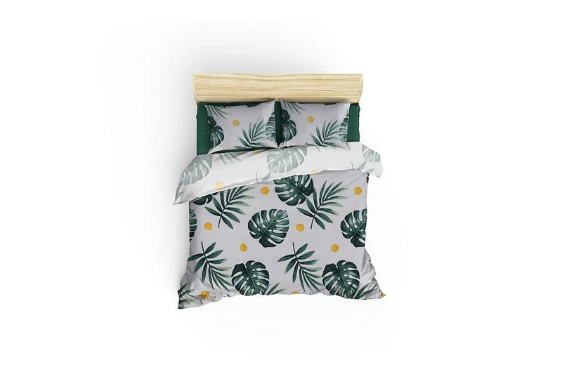 EnLora Home Sengeteppe 200x235 cm - Hvit/Grønn/Gul - Tekstiler - Sengetøy - Sengeteppe - Sengeteppe dobbeltseng