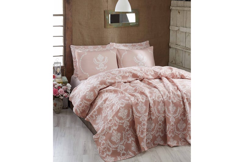 Eponj Home Sengeteppe Dobbelt 200x235 cm - Rosa/Hvit - Tekstiler - Sengetøy - Sengeteppe - Sengeteppe dobbeltseng