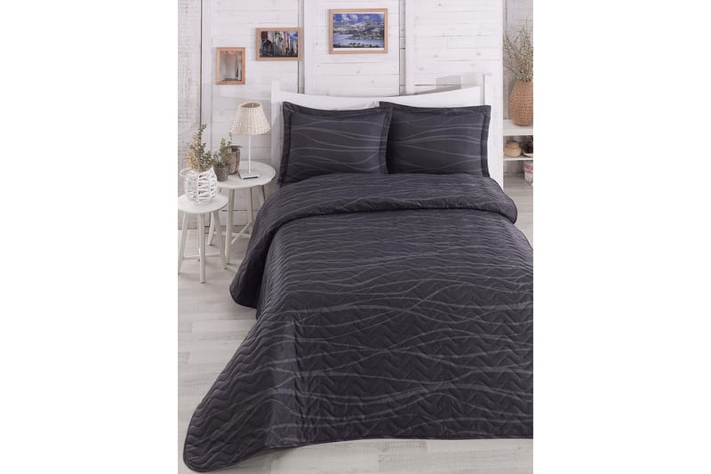 Eponj Home Sengeteppe Dobbelt 200x220+2 Putetrekk Quiltet - Grå/Antrasitt - Tekstiler - Sengetøy - Sengeteppe