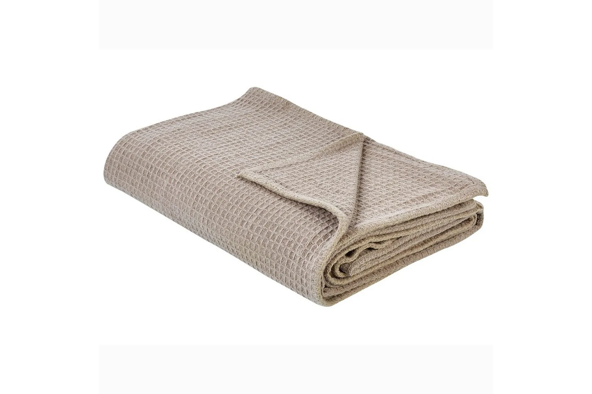 Sengeteppe Taupe Bomull 220 x 200 cm med Ensfarget Mønster Dekorativt Sengetøy Soverom
