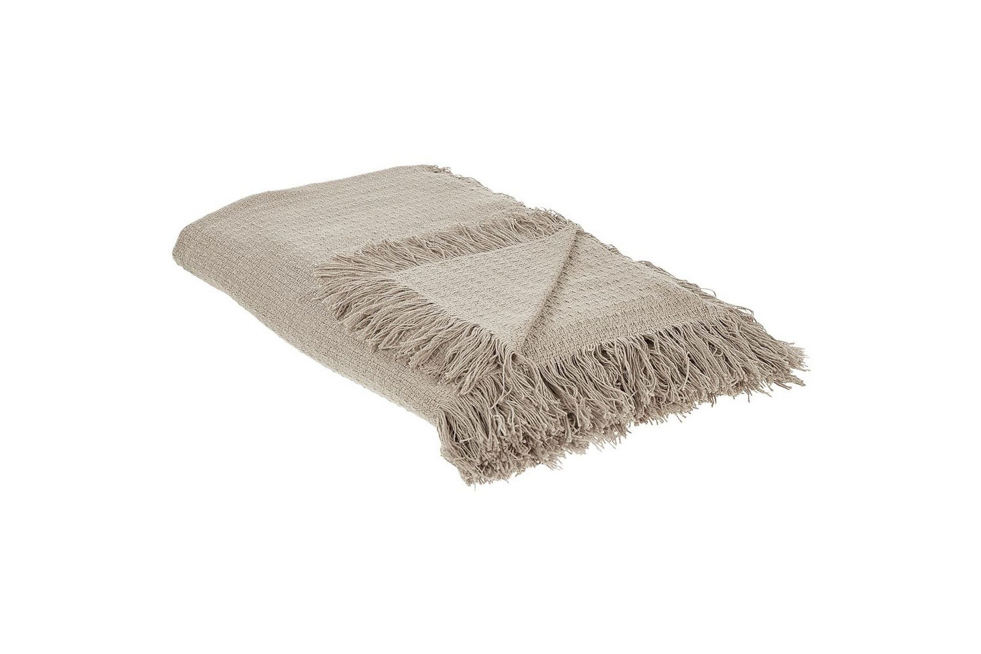 Sengeteppe Taupe Bomullsstoff 220 x 240 cm med Dusker Dekorativt Kaste Teppe Sengetøy Klassisk Design Soverom