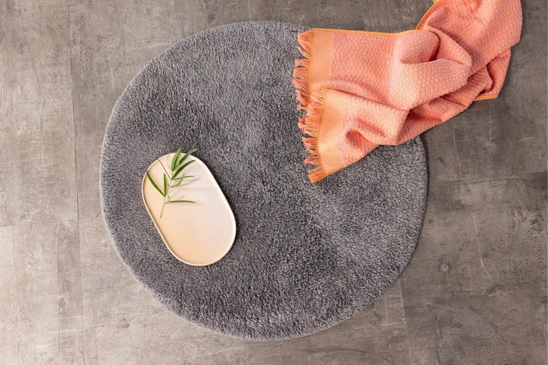 Valle Baderomsmatte 60 cm Rund - Mørk grå - Tekstiler - Tepper & Matter - Baderomsmatte
