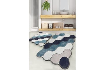 Badenaromsmattesett (2 deler) Sirkel Blå / Mørk blå / Hvit / Beige