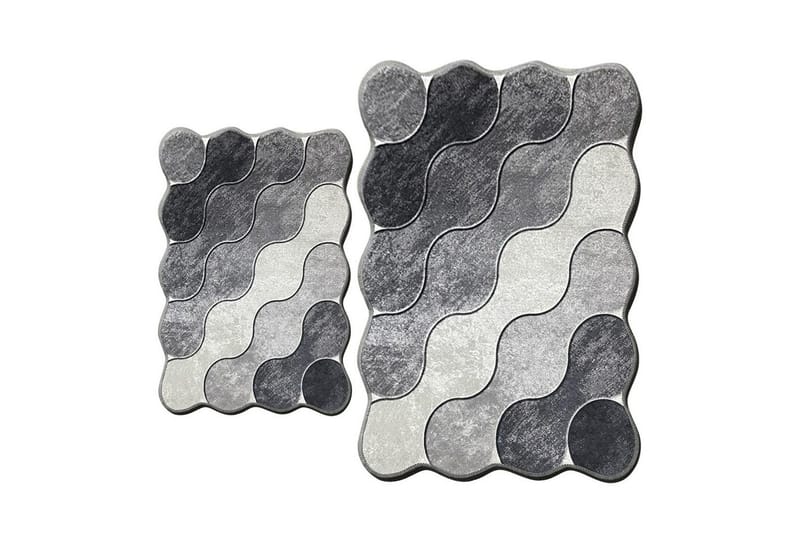 Badenaromsmattesett (2 deler) Sirkel Grå / Lys Grå / Hvit - Grå / Lys Grå / Hvit - Tekstiler - Tepper & Matter - Baderomsmatte