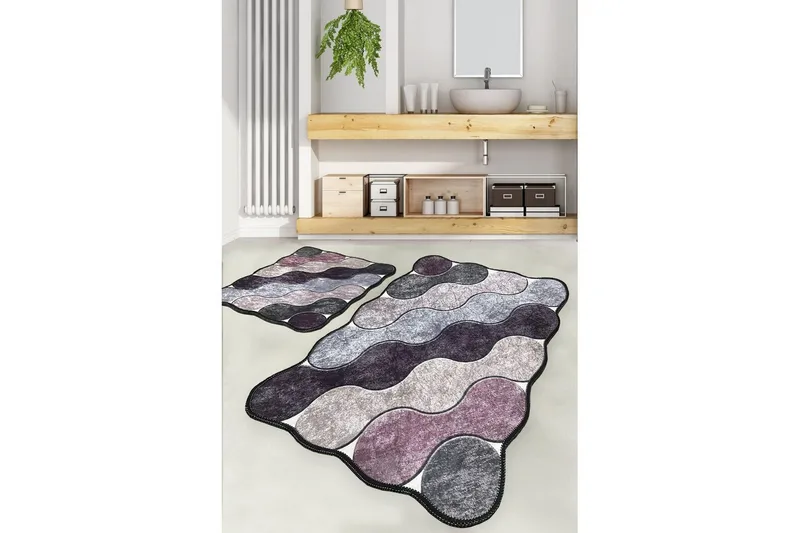 Badenaromsmattesett (2 deler) Sirkel Lilla / Grå / Lyseblå, Lilla / Grå / Lyseblå
