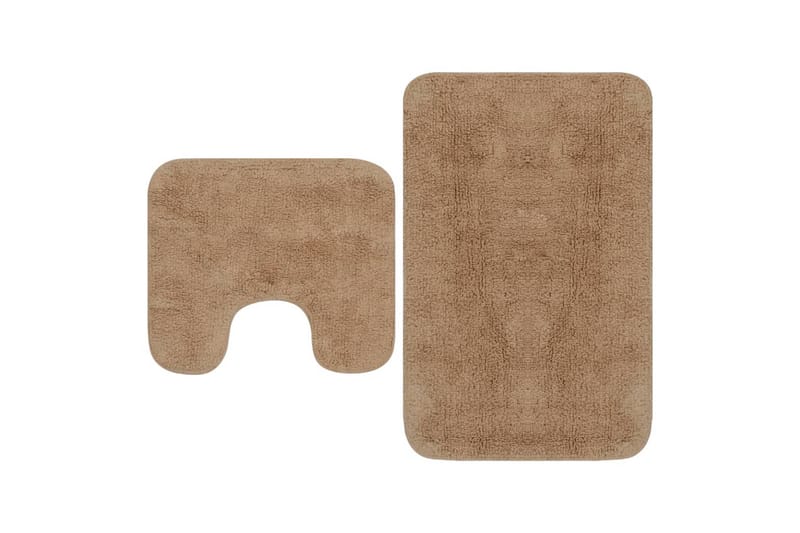 Baderomsmattesett 2 stk stoff beige - Baderomsmatte