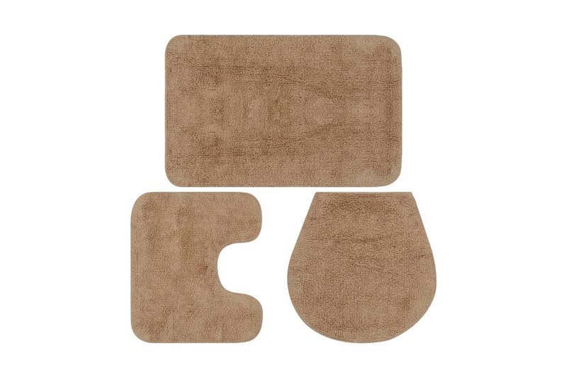 Baderomsmattesett 3 stk stoff beige - Tekstiler - Tepper & Matter - Baderomsmatte