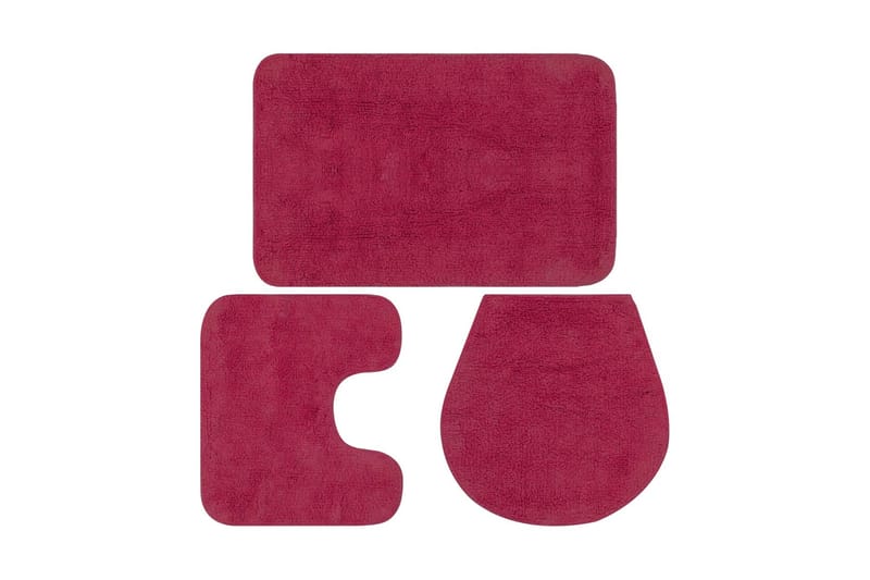 Baderomsmattesett 3 stk stoff fuksia - Tekstiler - Tepper & Matter - Baderomsmatte
