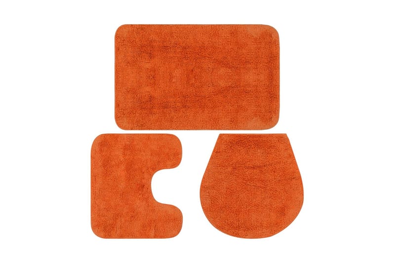 Baderomsmattesett 3 stk stoff oransje - Tekstiler - Tepper & Matter - Baderomsmatte