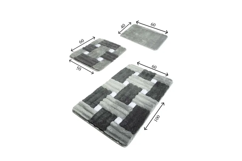 Chilai Home Badematte Sett med 3 - Multi - Tekstiler - Tepper & Matter - Baderomsmatte