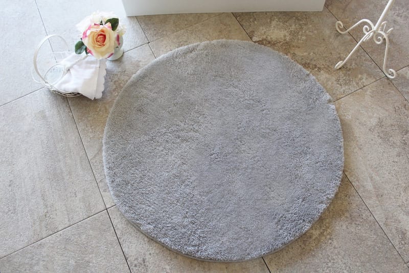 Chilai Home by Alessia Badematte 90 Rund - Grå - Tekstiler - Tepper & Matter - Baderomsmatte