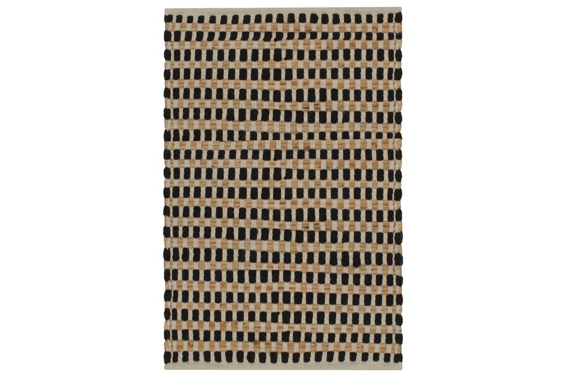 Håndvevd bademattesett jute stoff naturell og svart - Tekstiler - Tepper & Matter - Baderomsmatte