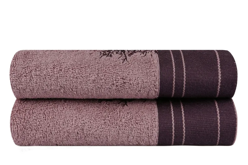 Hobby Håndkle 50x90 cm 2-pk - Vinrød/Brun - Tekstiler - Tepper & Matter - Baderomsmatte