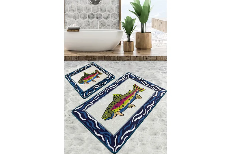 Navi Baderomsmatte 60x100 cm Rektangulær, Flerfarget