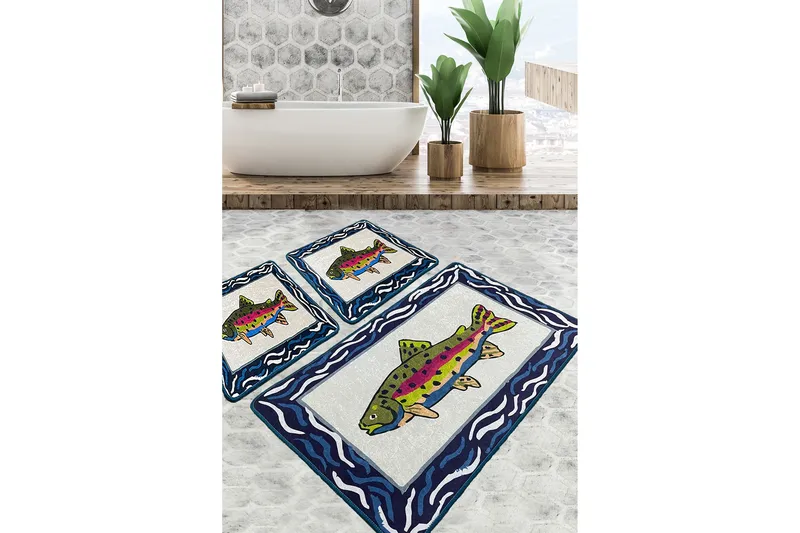Navi Baderomsmatte 60x100 cm Rektangulær, Flerfarget