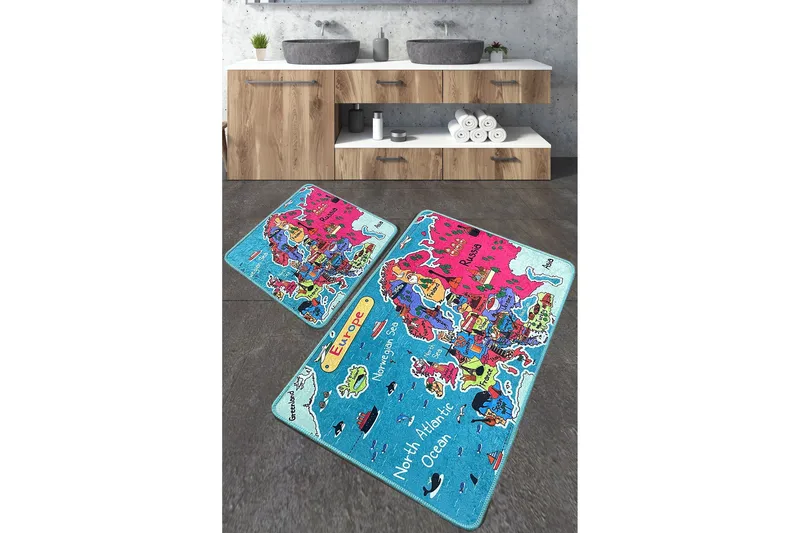 Navjoot Baderomsmatte 60x100 cm Rektangulær, Flerfarget