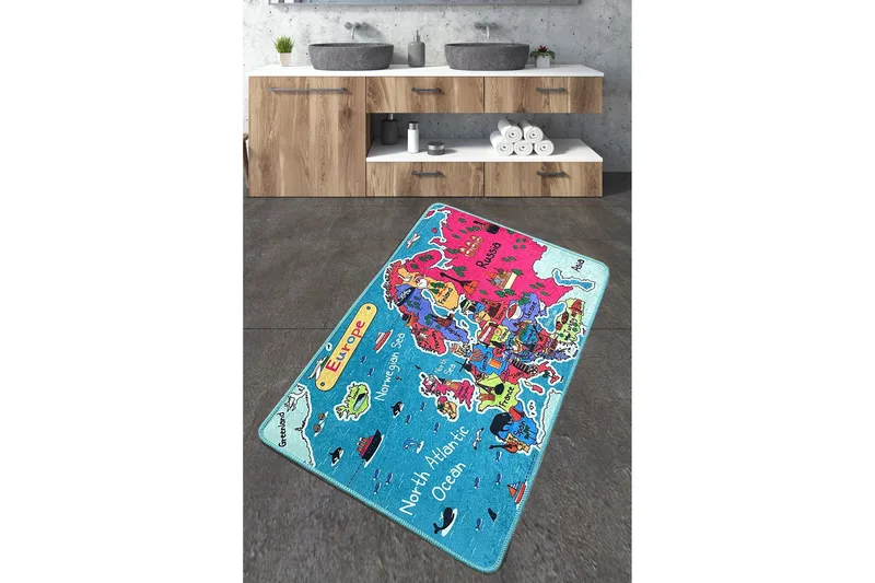 Navjoot Baderomsmatte 70x120 cm Rektangulær, Flerfarget