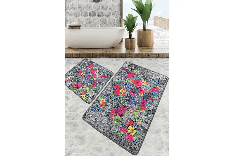 Nika Baderomsmatte 60x100 cm Rektangulær, Flerfarget