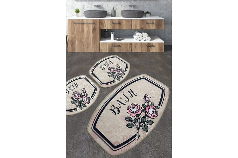 Nikhad Baderomsmatte 60x100 cm Rektangulær, Flerfarget