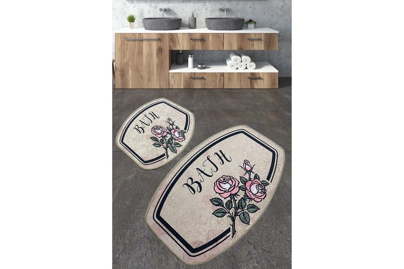 Nikhad Baderomsmatte 60x100 cm Rektangulær, Flerfarget