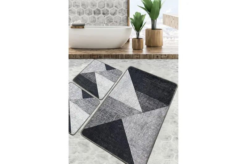 Nikil Baderomsmatte 60x100 cm Rektangulær, Grå