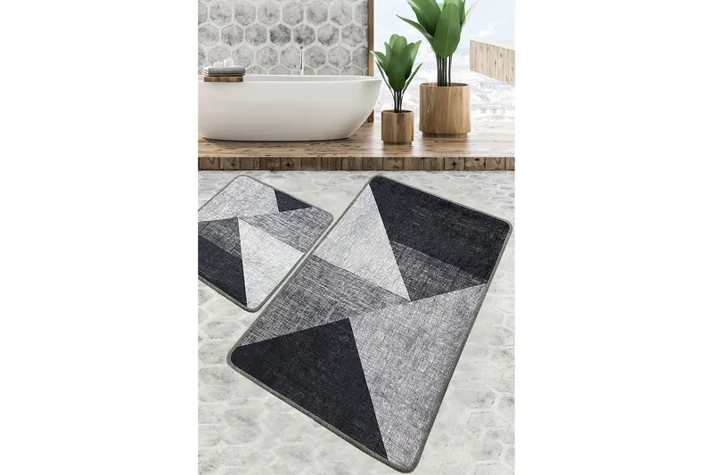 Nikil Baderomsmatte 60x100 cm Rektangulær, Grå