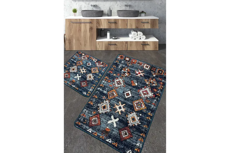 Nikkhar Baderomsmatte 60x100 cm Rektangulær, Flerfarget