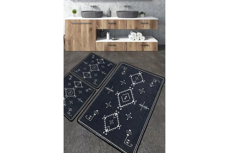 Nikky Baderomsmatte 60x100 cm Rektangulær, Mørkegrå