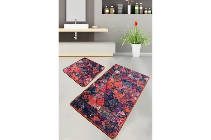 Nilam Baderomsmatte 60x100 cm Rektangulær, Flerfarget