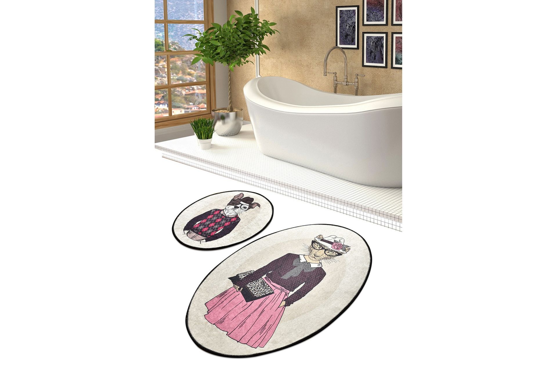 Niyanna Badematte 2-pk - Flerfarget - Tekstiler - Tepper & Matter - Baderomsmatte