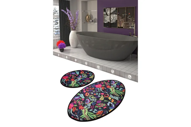 Niyanna Badematte 2-pk - Flerfarget - Tekstiler - Tepper & Matter - Baderomsmatte