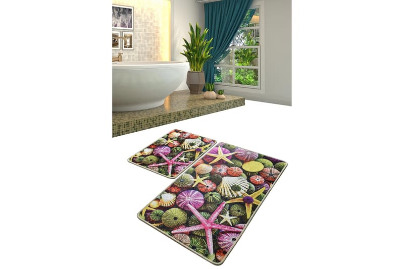 Niyanna Badematte 2-pk - Flerfarget - Tekstiler - Tepper & Matter - Baderomsmatte