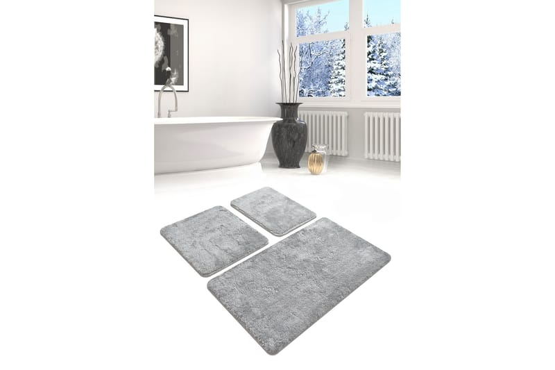 Niyanna Badematte 3-pk - Grå - Tekstiler - Tepper & Matter - Baderomsmatte
