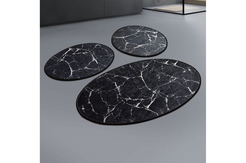 Niyanna Badematte 3-pk - Svart/Hvit - Tekstiler - Tepper & Matter - Baderomsmatte