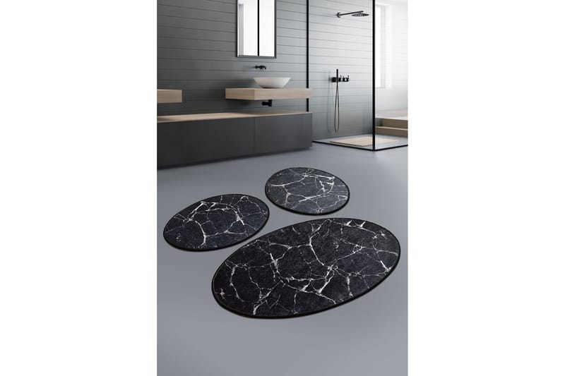 Niyanna Badematte 3-pk - Svart/Hvit - Tekstiler - Tepper & Matter - Baderomsmatte