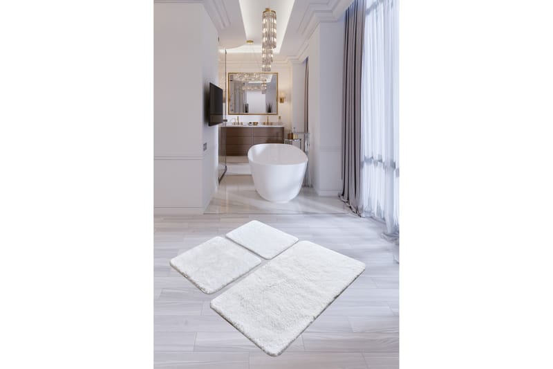 Niyanna Badematte 3-pk - Hvit - Tekstiler - Tepper & Matter - Baderomsmatte