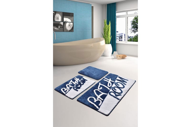 Niyanna Badematte 3-pk - Blå/Hvit - Tekstiler - Tepper & Matter - Baderomsmatte