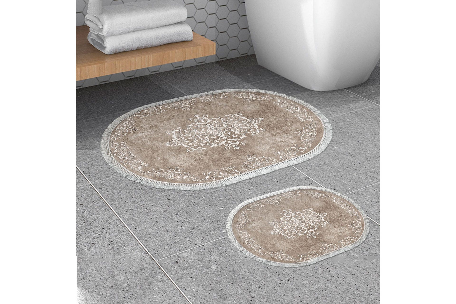 Panchoo Baderomsmatte 60x150 cm Rektangulær - Beige