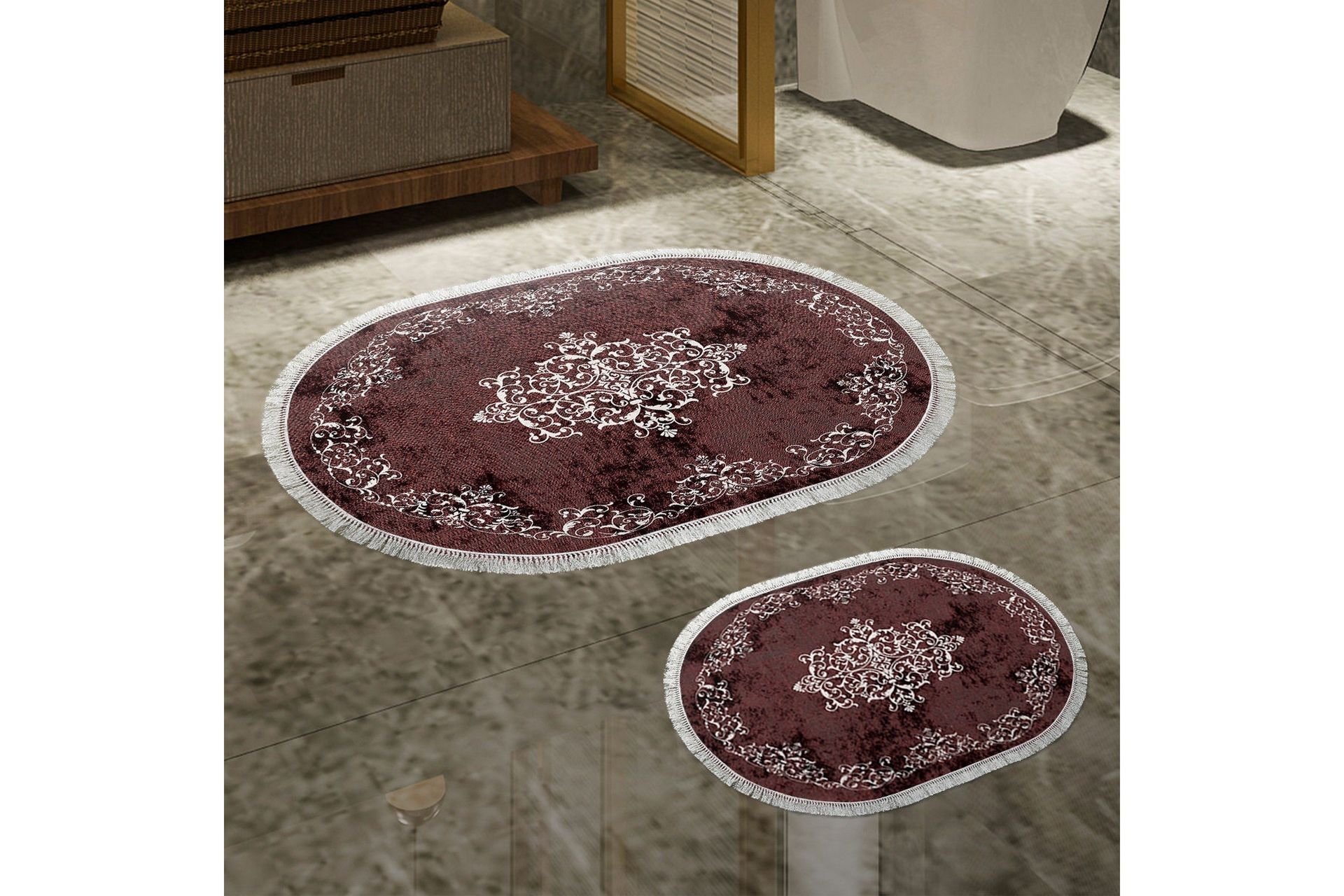 Panchoo Baderomsmatte 60x150 cm Rektangulær - Rød