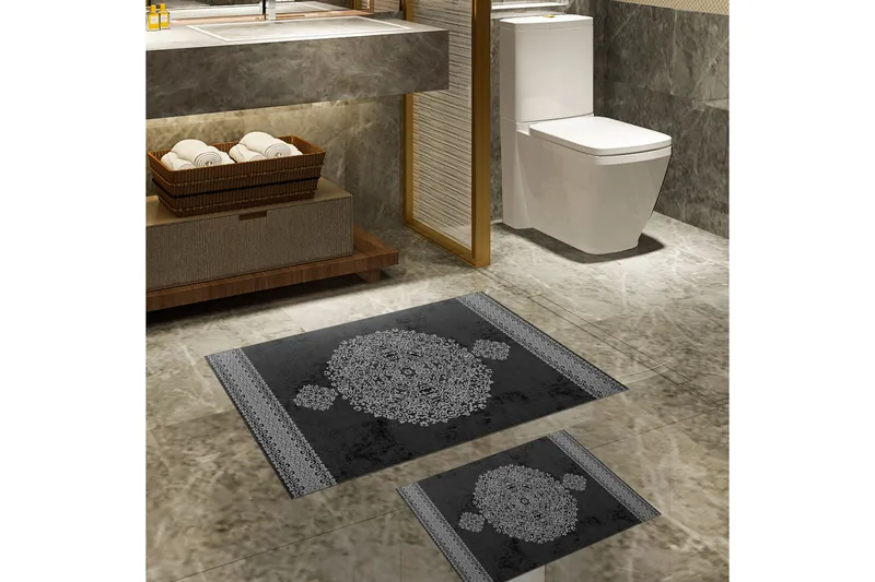 Panchu Baderomsmatte 60x150 cm Rektangulær, Svart