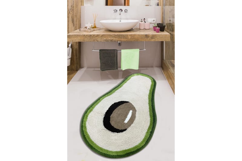 Panmati Baderomsmatte 60x100 cm Rektangulær - Hvit/Grønn/Svart - Tekstiler - Tepper & Matter - Baderomsmatte