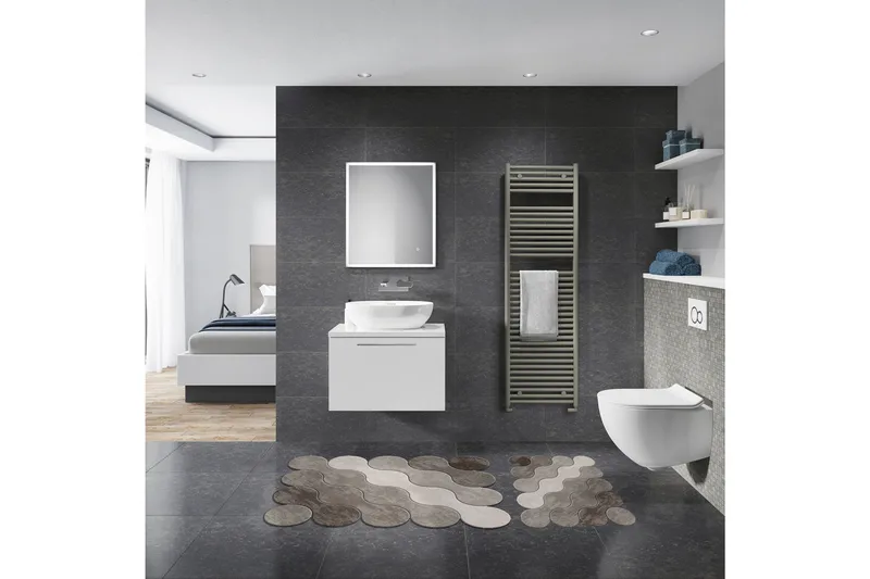 Paramdeep Baderomsmatte 60x100 cm Rektangulær, Brun