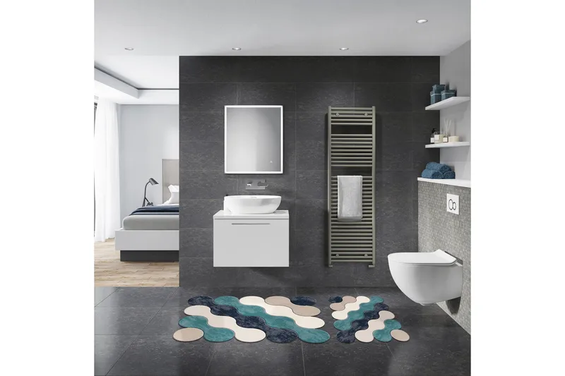 Paramshela Baderomsmatte 60x100 cm Rektangulær, Blå