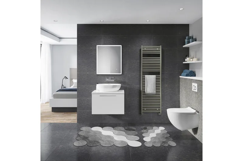 Paramveer Baderomsmatte 60x100 cm Rektangulær - Grå - Tekstiler - Tepper & Matter - Baderomsmatte