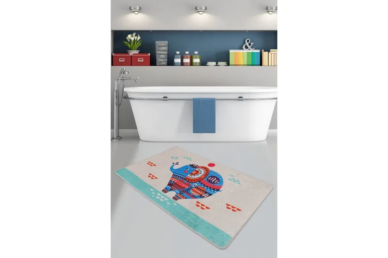 Parhalad Baderomsmatte 80x120 cm Rund, Flerfarget