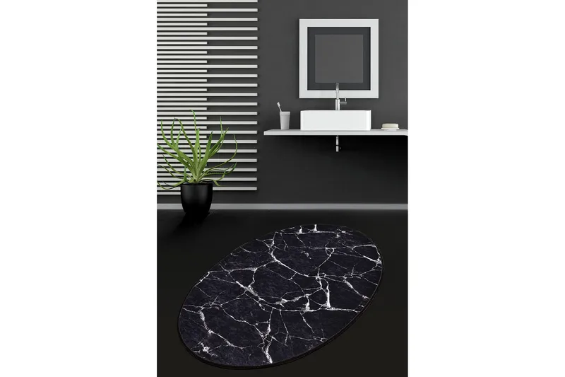 Pari Baderomsmatte 80x120 cm Rund, Svart